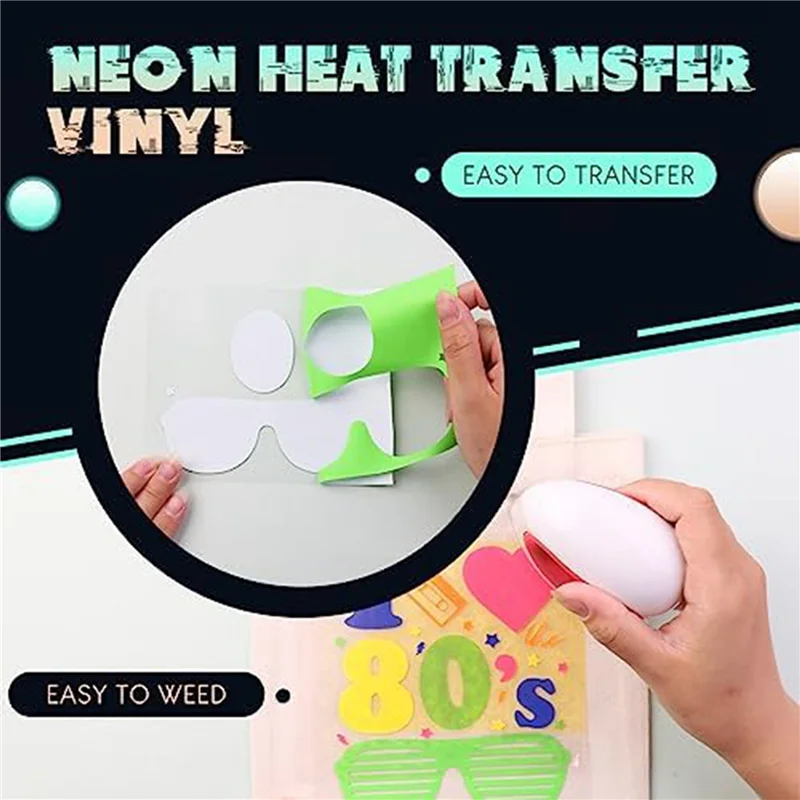 

【New-Sale】HTV Heat Transfer Vinyl-30X25cm 20 Sheets Neon Iron On Vinyl Green Neon HTV Blue Neon Heat Transfer Vinyl T-Shirt