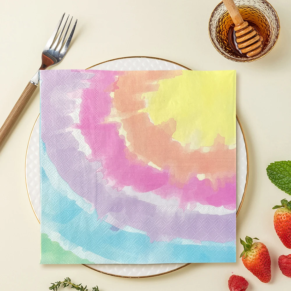 20pcs/pac Colorful Peach Heart Paper Napkins Birthday Wedding Party Table Setting Paper Cafe Mouth Cloth Serviette Papier