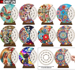 HOMFUN Diamond Painting Perpetual Calendar, Wooden Diamond Art Desk Calendar, 5D DIY Embroidery Christmas Gift for Home Decor