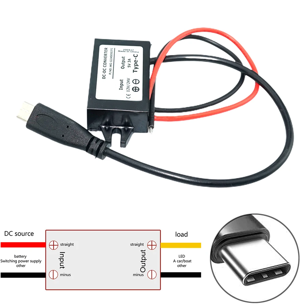 WG-1224S0503TC Converter 5V DC DC Converter with Reverse Polarity Protection Perfect for Car Dashboard Cameras and GPS Units