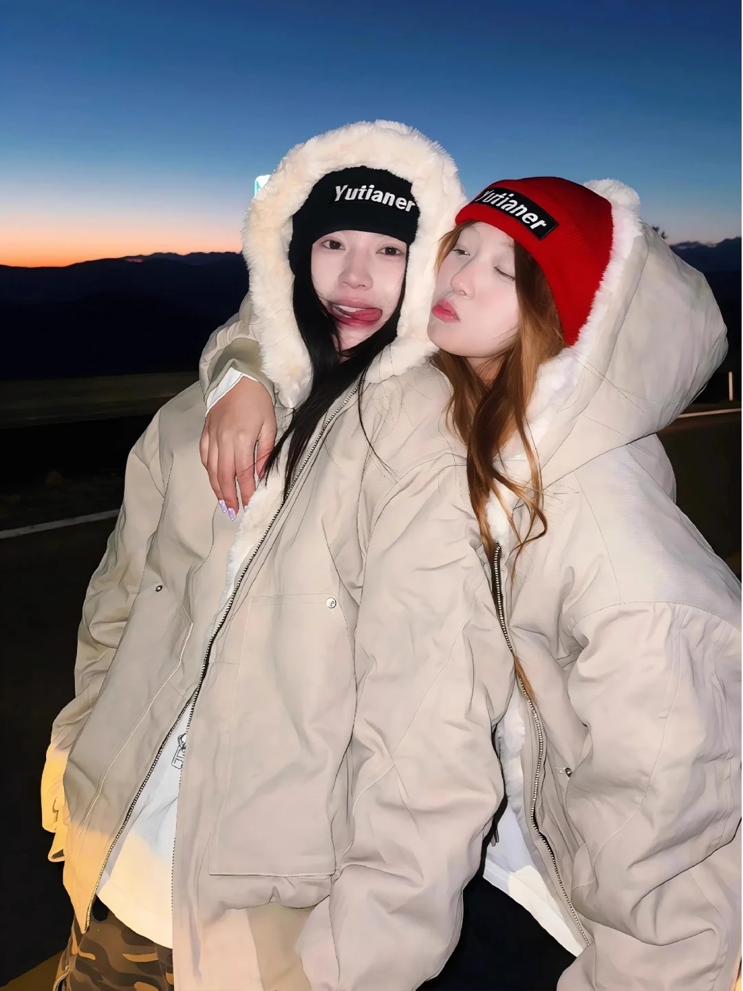 

Marble Patterned Men's Cotton Jaet Thiened Winter Coat Warm Hooded Fur Collar ort American Sle Couples' Coat