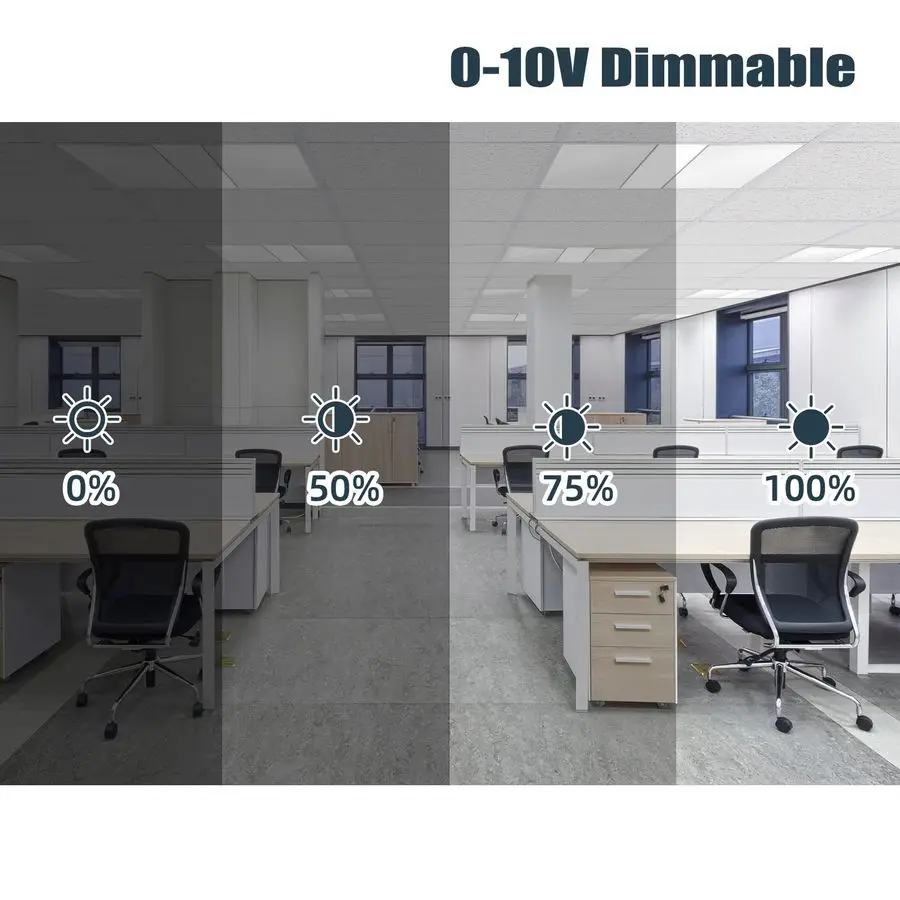 2X4 LED ضوء لوحة مسطحة، 4 عبوات، 010 فولت عكس الضوء، 7800 لومن، ضوء نهاري 5000 كلفن لون أبيض، لوحة إضاءة LED مسطحة بسقف منسدل، راحة #5