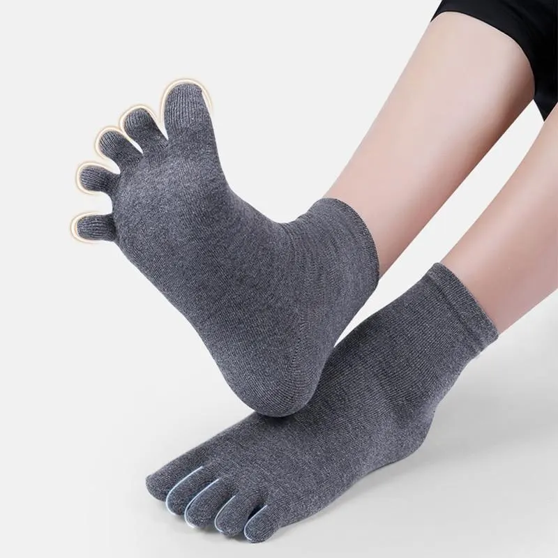 Toe Socks Men and Women Five Fingers Socks Breathable Cotton Socks Sports Running Solid Color Black White Grey Blue Beige Coffee
