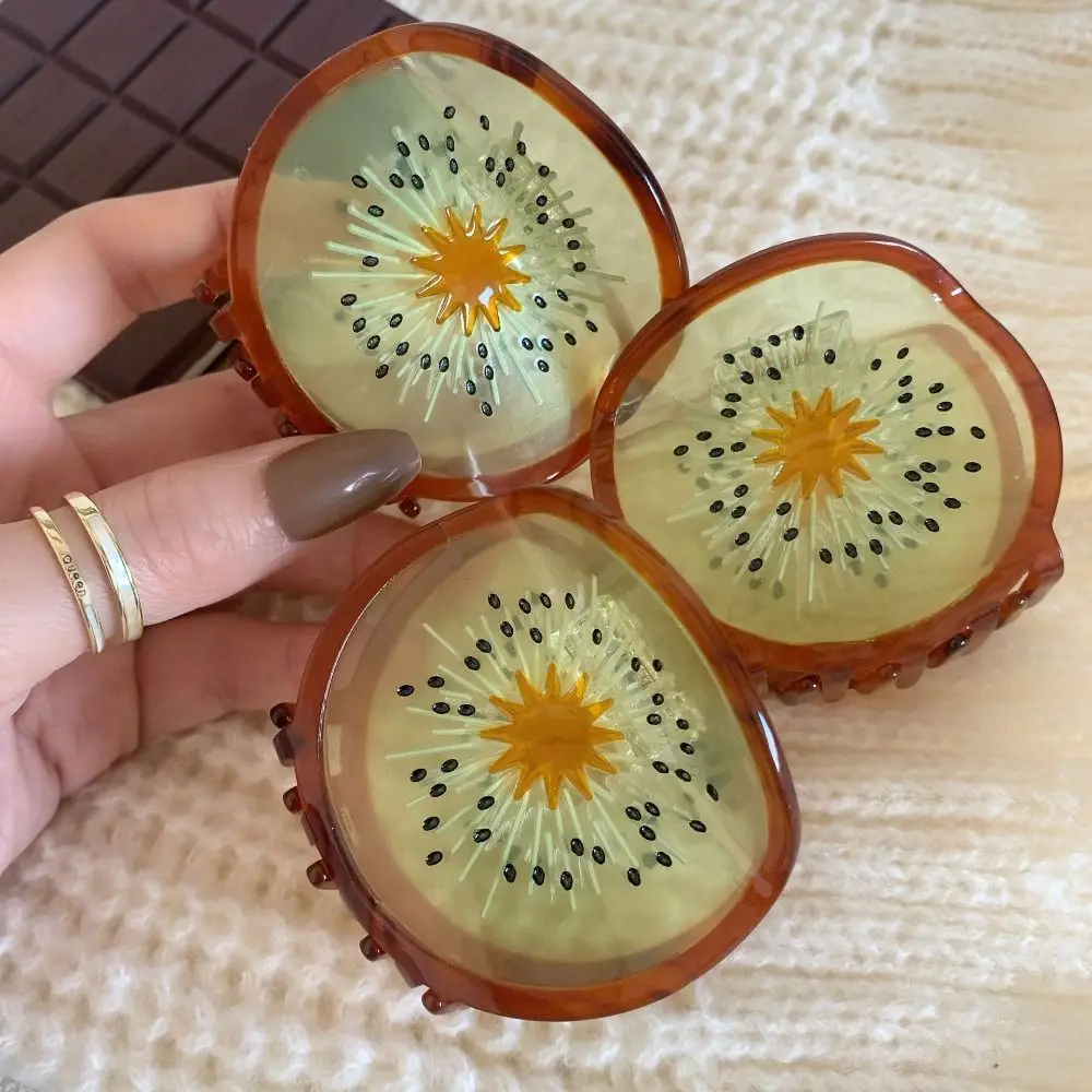 

Симпатичные нестандартные круглые Уксусные кислоты фрукты киви милые Когти для волос для женщин девочек заколка для волос модные повседневные ювелирные изделия подарок