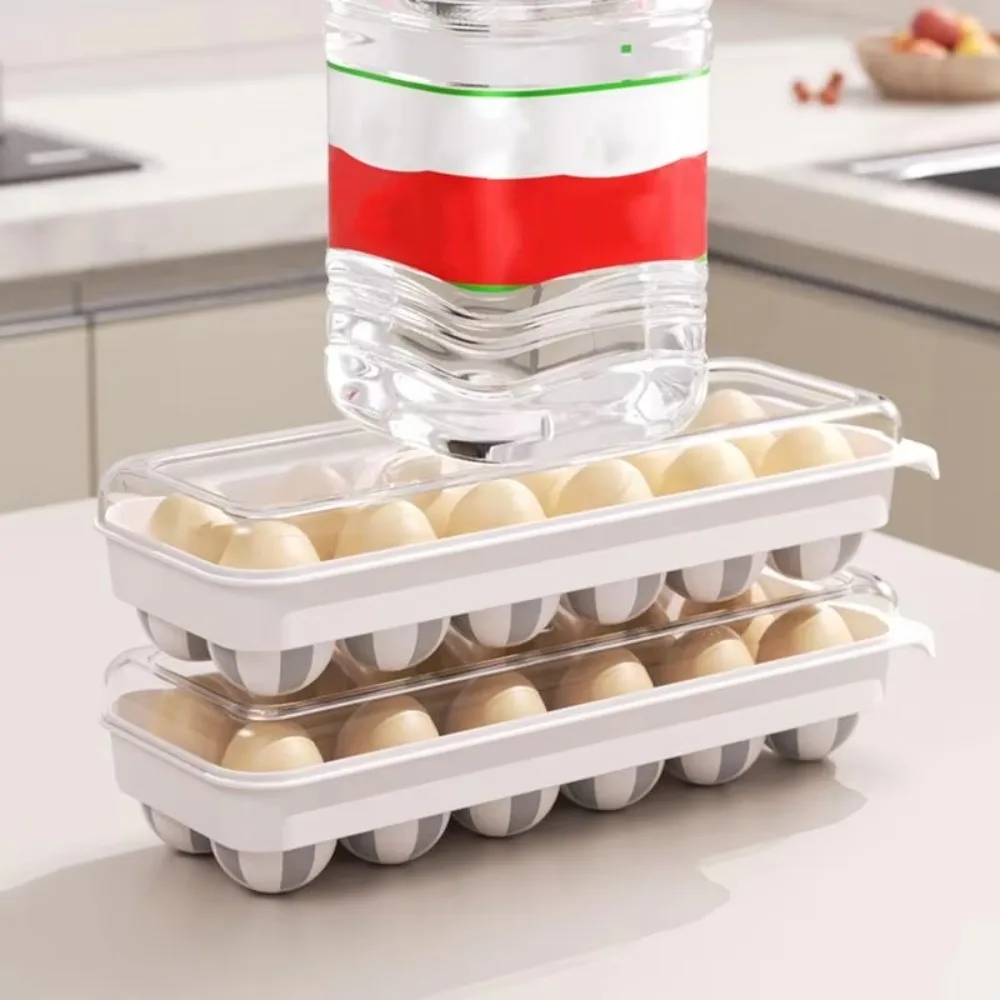 موزع البيض 12 فتحة ثلاجة صينية البيض قابلة للتكديس موفرة للمساحة حامل تخزين البيض البلاستيك مع غطاء الثلاجة البيض المنظم المنزل