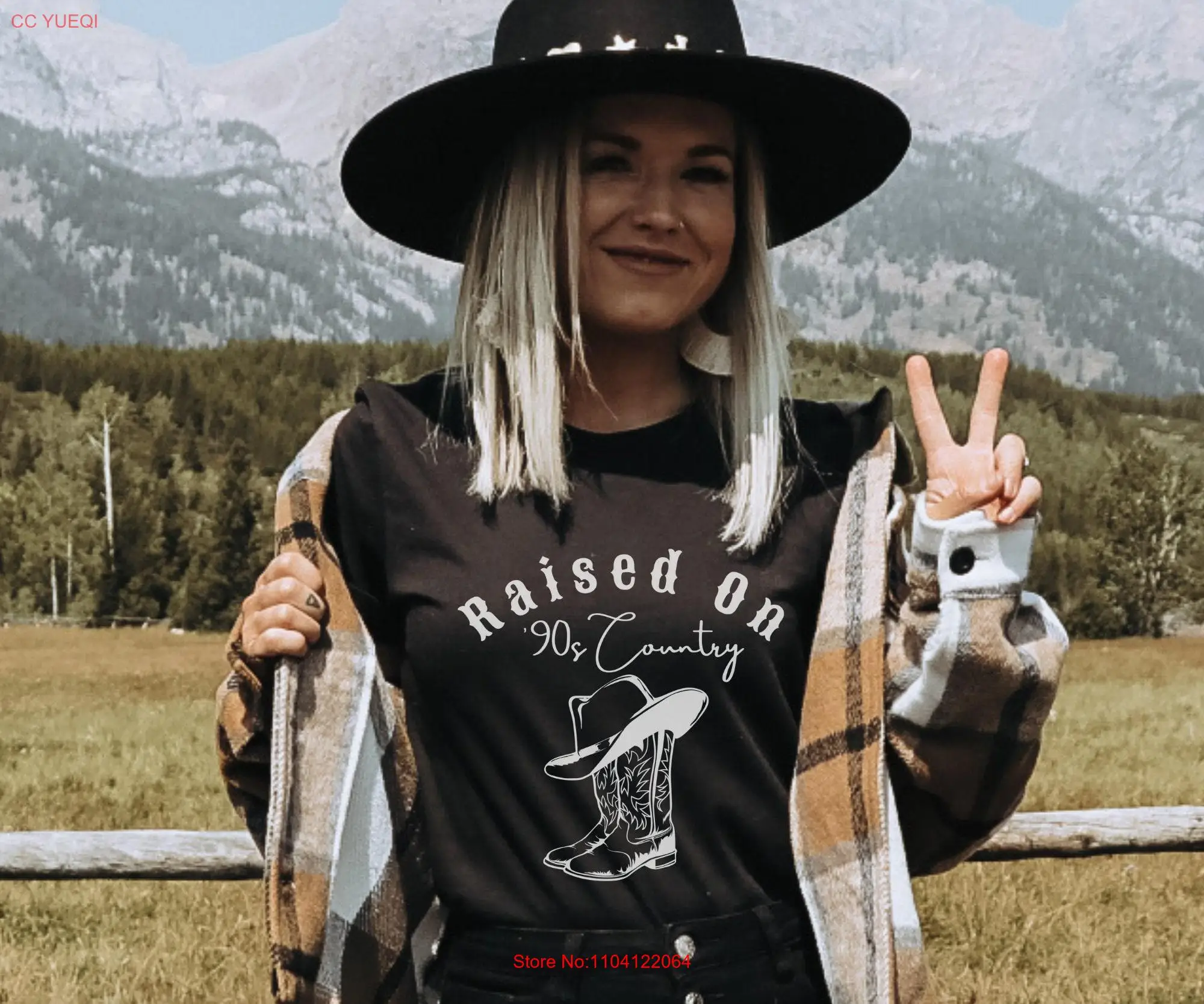 

Raised on 90's Country T Shirt Western Cowboy Boots ConcerT long or short sleeves