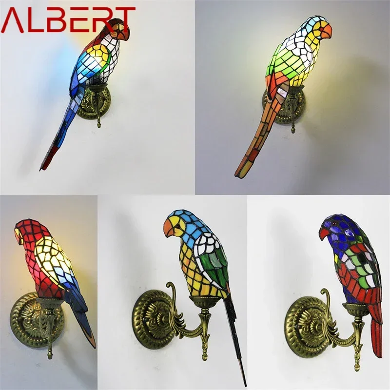 ALBERT Tiffany Parrot Wall Lamp LED Creative Design Bed Sconce Bird Light for Home Living Room Bedroom Aisle Decor