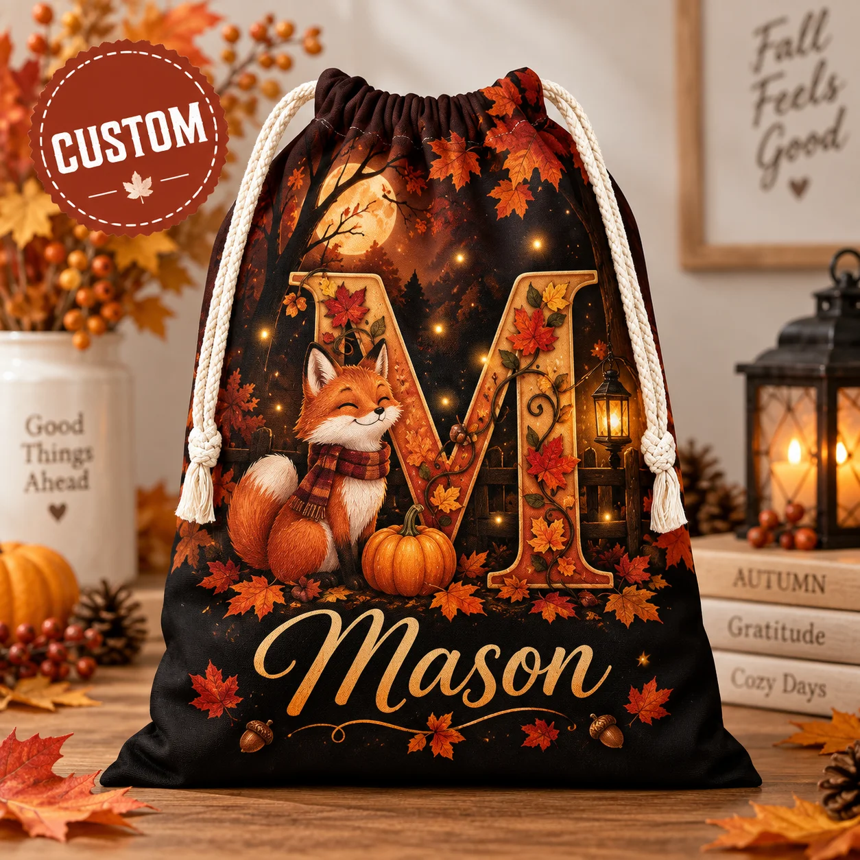 Custom Drawstring Gift Bag Personalized Polyester Pongee Bag with Cotton Rope Reusable Storage Sack for Travel Shopping Party