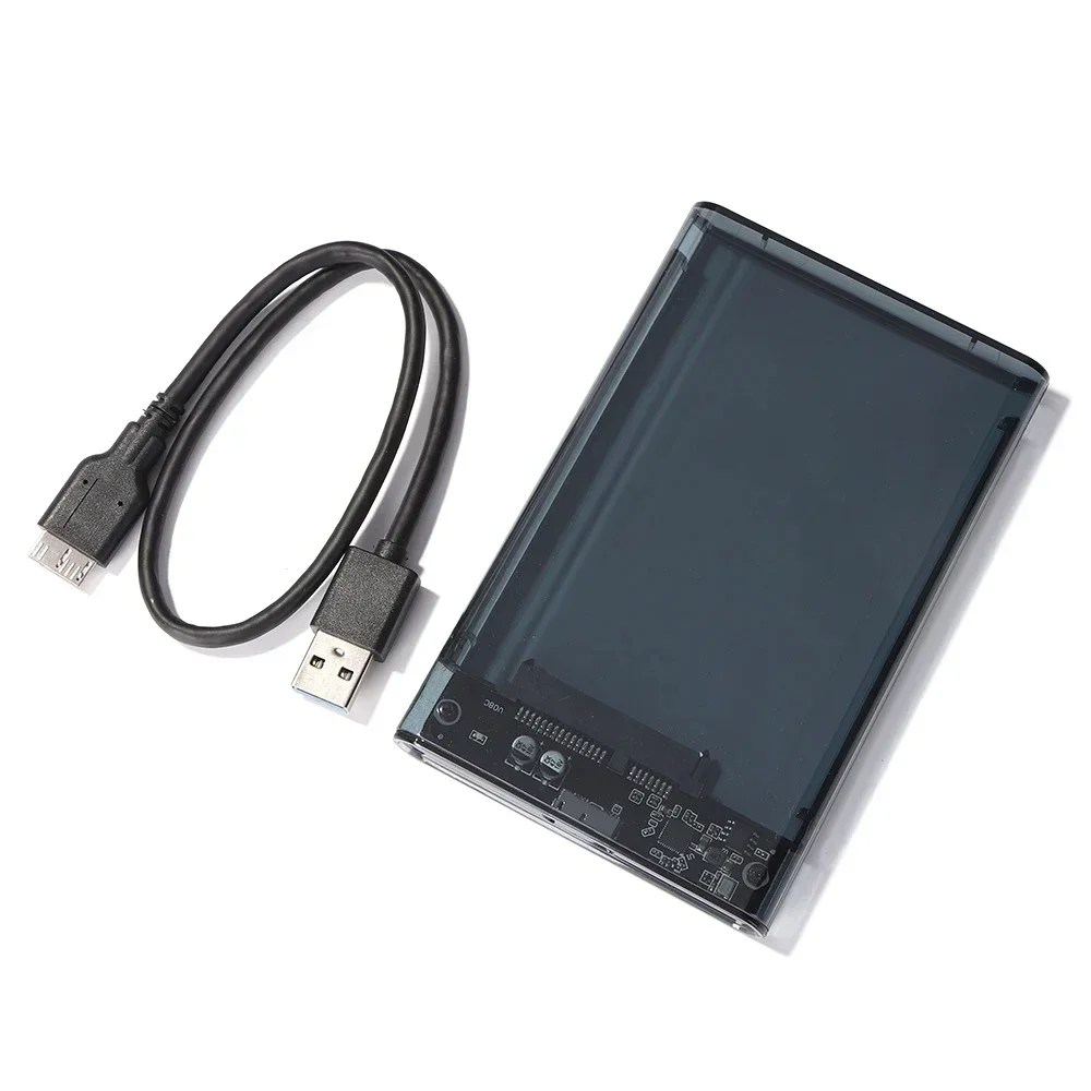 حاوية محرك الأقراص الصلبة الخارجية USB 3.0 2.5 بوصة SATA إلى USB3.0 UASP حافظة القرص الصلب المحمولة الشفافة 2T HDD شفافة خالية من الأدوات