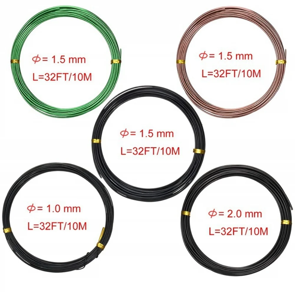 Aluminum Bonsai Wire Collection 6 Rolls 10 Meters Each Three Thicknesses 1mm 1.5mm 2mm and Matching Wire Plier