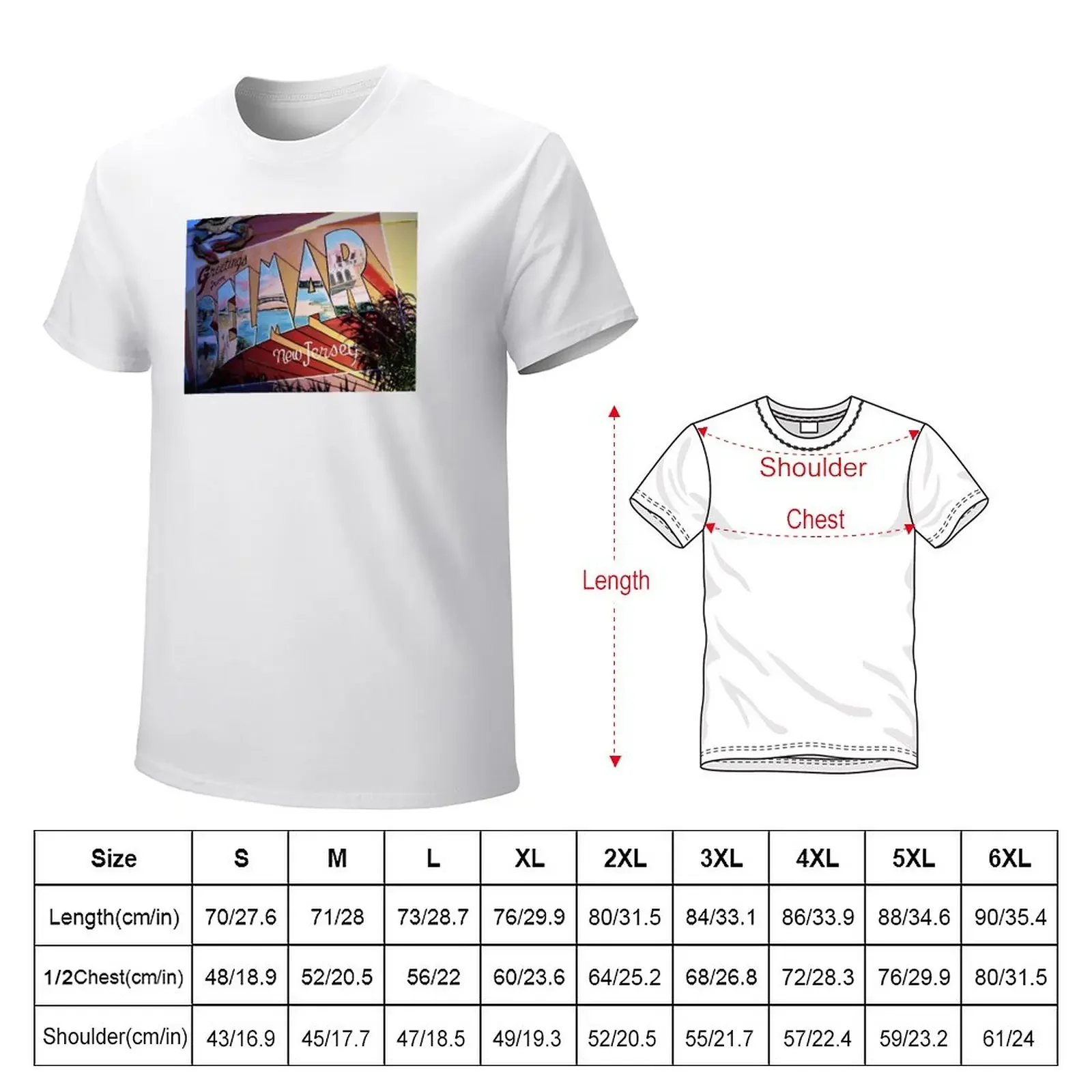 Belmar Jersey Shore Postcard Mural T-Shirt kawaii clothes oversized customs design your own t shirts for men pack