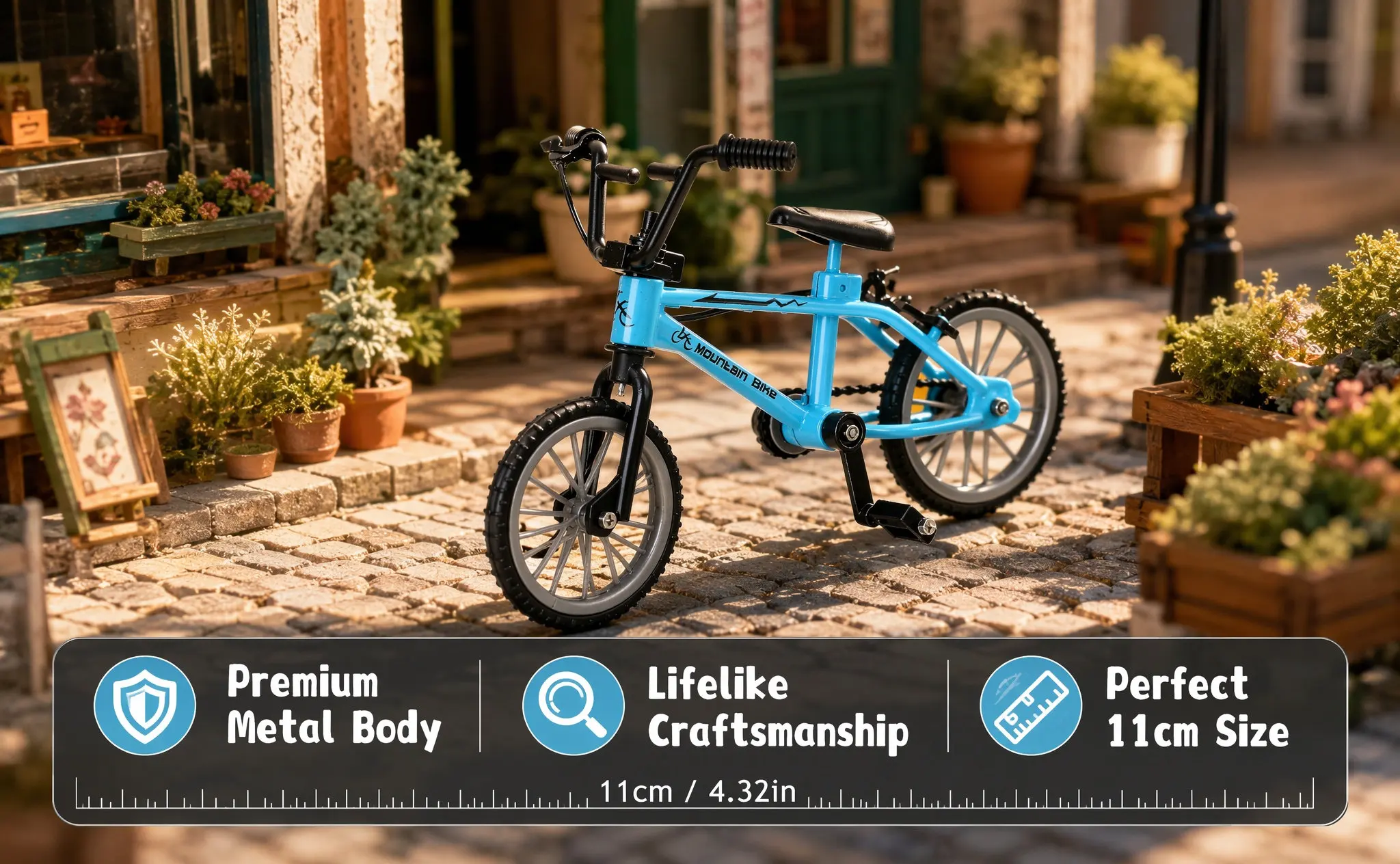 Mini Bike Simulation Metal Sturdy Miniature Artificial Mountain Bike Mini Bicycle Photo Prop Micro Landscape Decoration