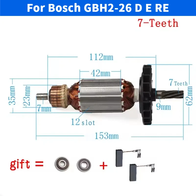 

Анкерный двигатель ротора AC220V-240V для BOSCH GBH2-26 GBH2-26E GBH2-26RE GBH2-26DE GBH2-26DRE GBH2-26DFR GBH2600