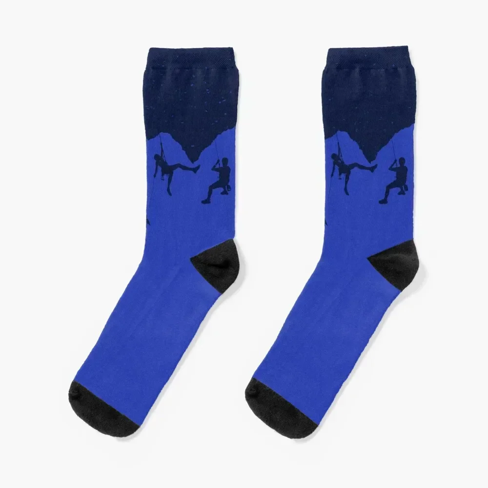 

Rock Climbing Blue Abseiling Silhouette Design Socks funny gift christmas stocking custom sports Socks Female Men's