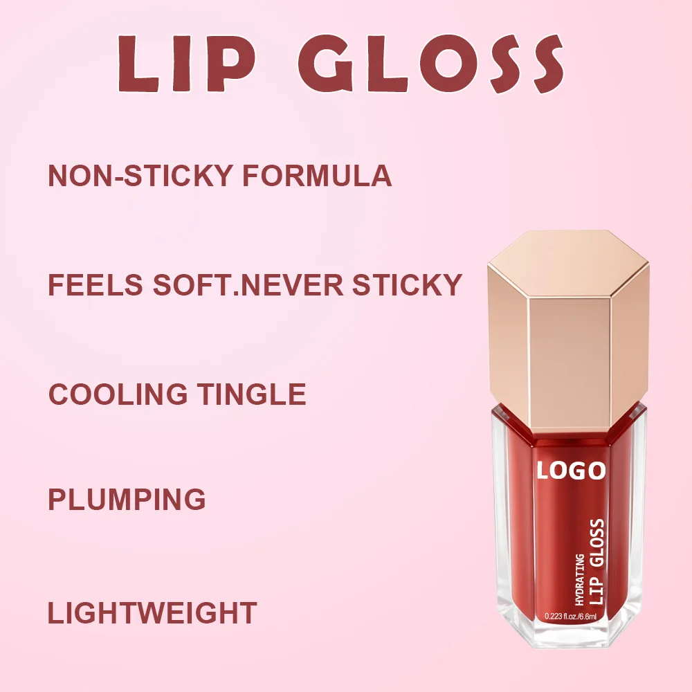 49 Shades Lip Glossy Private Label 6.6ml Long-Lasting Hydration Moisturizing Glossy Makeup Non-stick Custom Logo Cosmetic