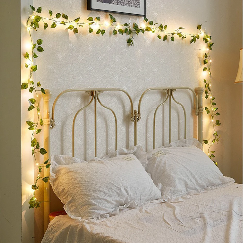 1pc 2M/5M/10M Piante Artificiali LED Luci Della Stringa, Scindapsus Foglie Luci Della Stringa A Batteria Vite Fata luci della stringa