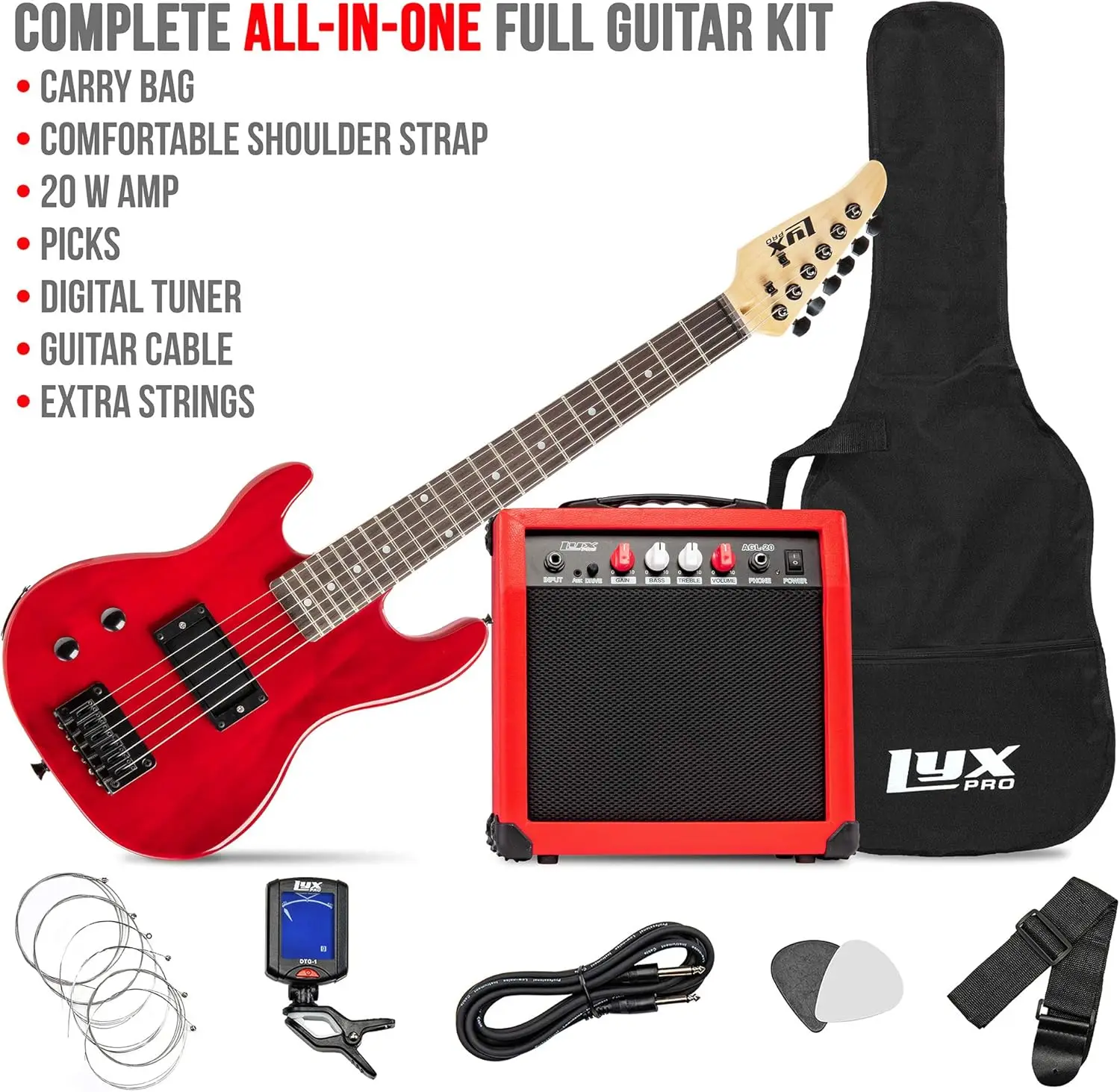 Left Hand 30 Inch Electric Guitar Kit for Lefty Kids 3/4 Size Beginner’s Guitar, Amp, Six Strings, Two Picks, Shoulder Strap, Di