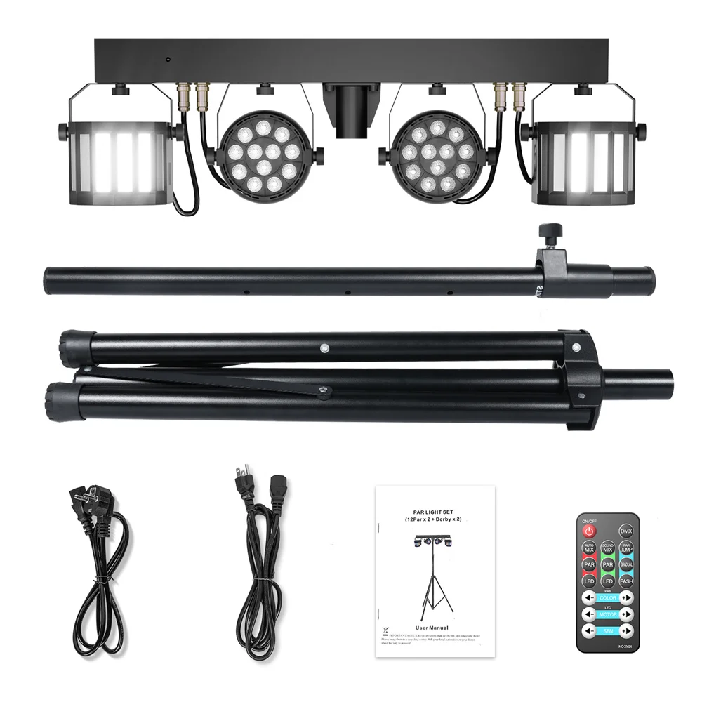 Yiflamefly Par Lights efecto de escenario, luces combinadas con soporte, haz de luz estroboscópica, luces de espectáculo RGBW para club nocturno, soporte de concierto