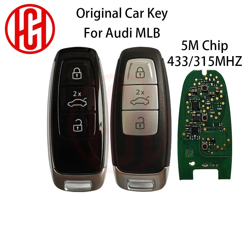 Chave de carro original sem chave, 433/315mhz, chip de 5m para audi mlb a6 a7 a8 s rs(2018-2024) 4n0959754eg/cl/en/dp/ch/cq/dr/bc chave de carro
