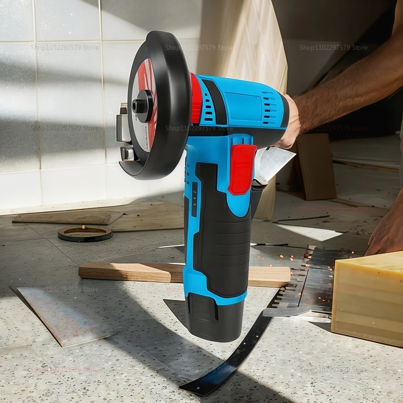 12V Cordless Angle Grinder Brush Cutter Portable Polishing Machine Cutting Saw Blade DIY Home Power Tool for Metal Wood Repair