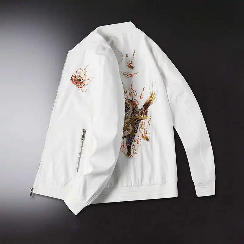 

Autumn Mens Baseball Collar Long Sleeve Jacket, Asian Size Chinese Style Coat, Fashion Casual Jaqueta Blue Brown Outerwear M-6XL