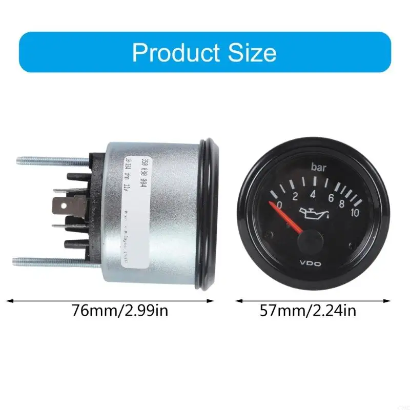 오일 압력 게이지 57mm 패널 직경 0 ~ 10 바 차량 안정적인 엔진 성능을위한 다목적 디자인 C7AC