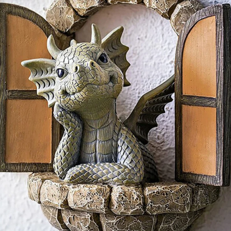 

New product cute little dragon ornament on the balcony dinosaur door garden ornament resin handicraft ornament statue