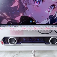 Computer Monitor Decorative Stickers Gaming Room Bow Lace Cute Table Screen Decorative Frame Display Screen Decorative Ornaments 6