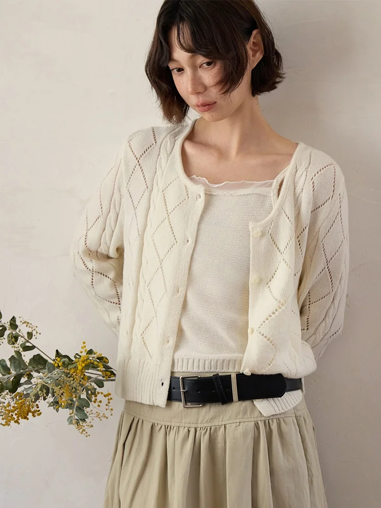 

about Passion Vintage Lace Trim Open Cardigan Knitted Set Casual Loose Fit Long Sve round Ne Spring Faion Women's Suit