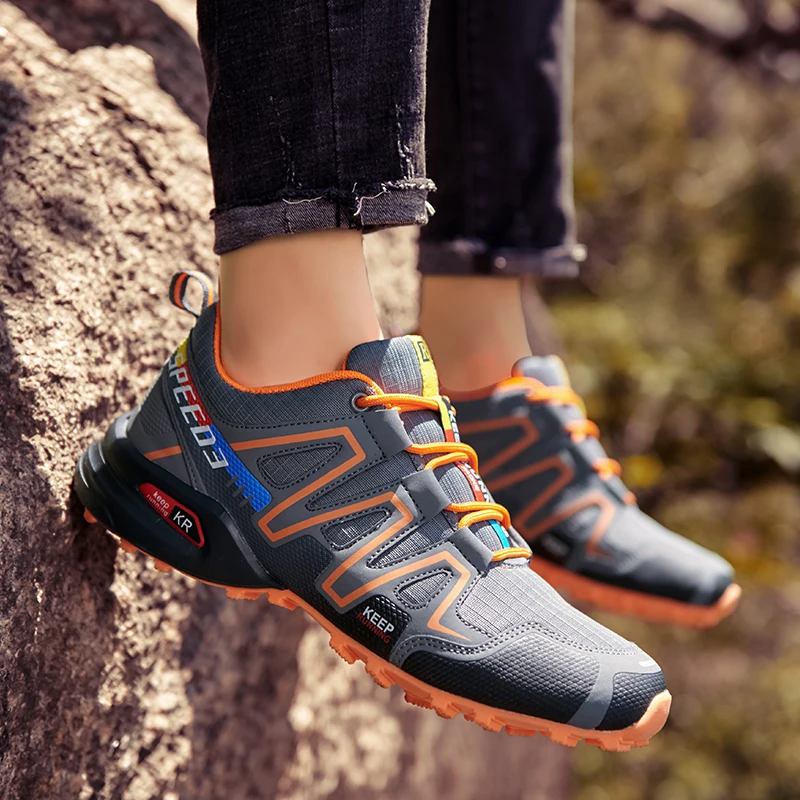 Men Waterproof Hiking Shoes Wear-Resistant Outdoor Shoes Leather Hiking Hunting Tactical Sports Shoes Men