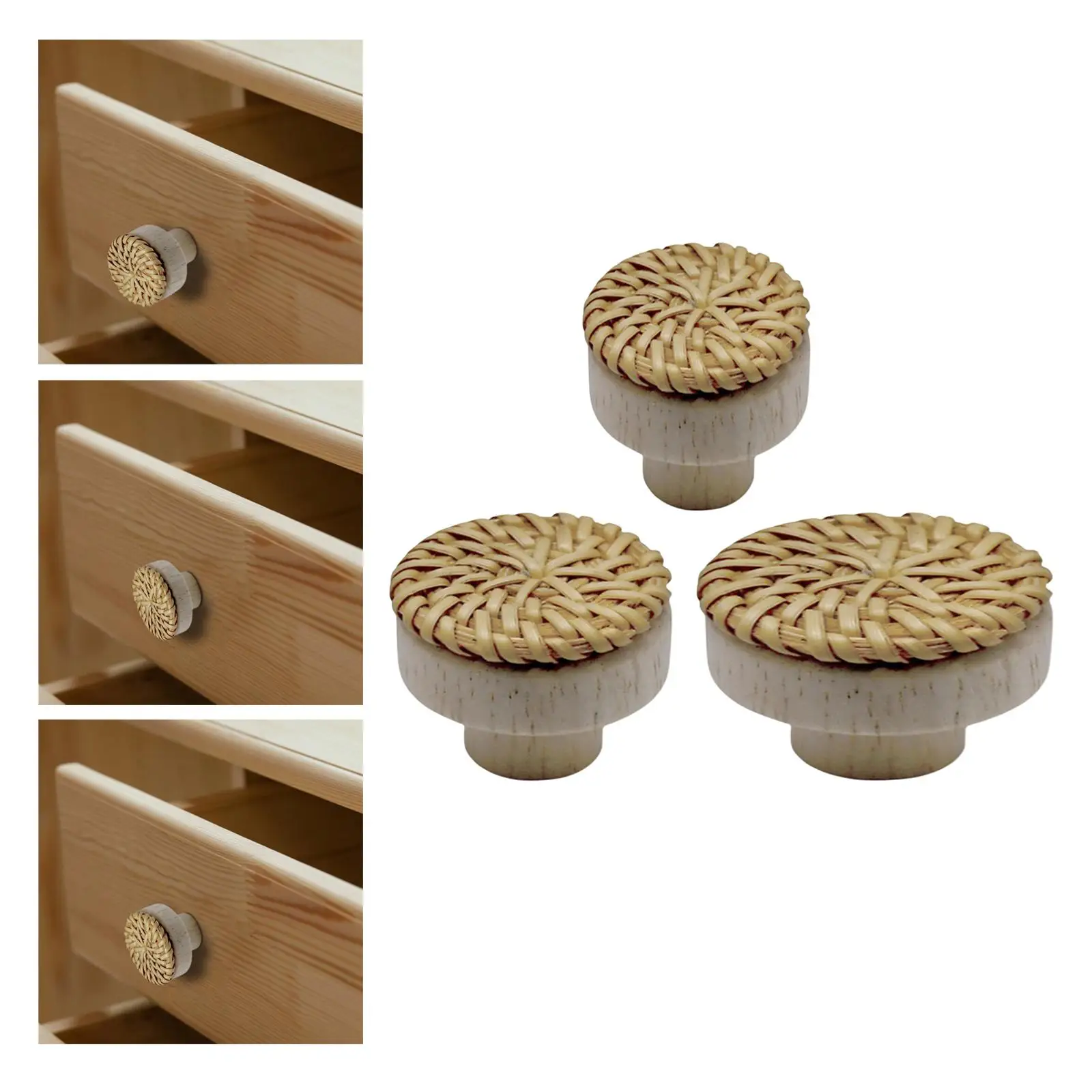 Dresser Knob Drawer Pulls Decoration Vintage Style Hardware Wood Accessories Woven Handles for Kitchen Cupboard Cabinet
