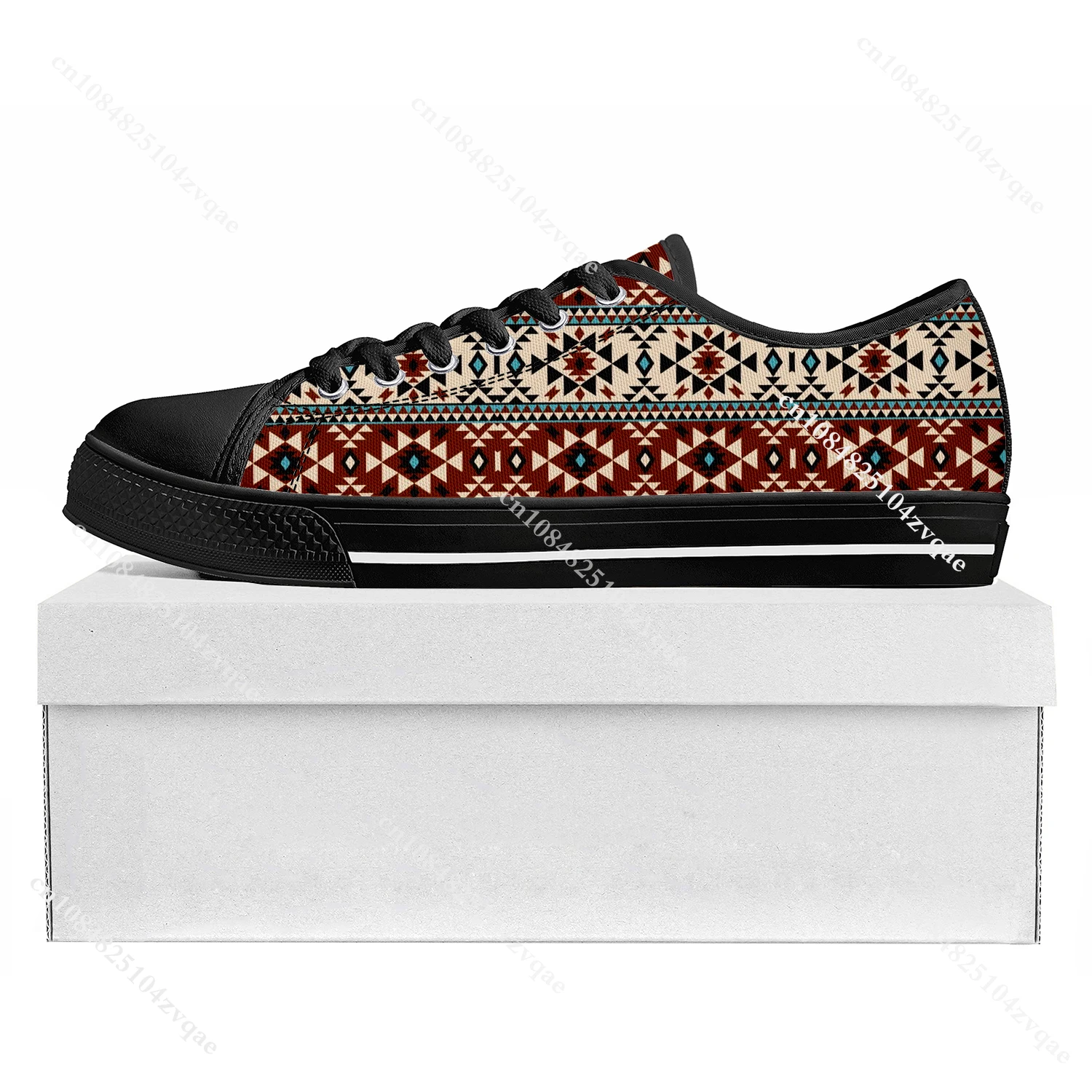 Ethnic Tribal Aztec Pattern Low Top High Quality Sneakers Mens Womens Teenager Tailor-made Canvas Sneaker Casual Couple Shoes