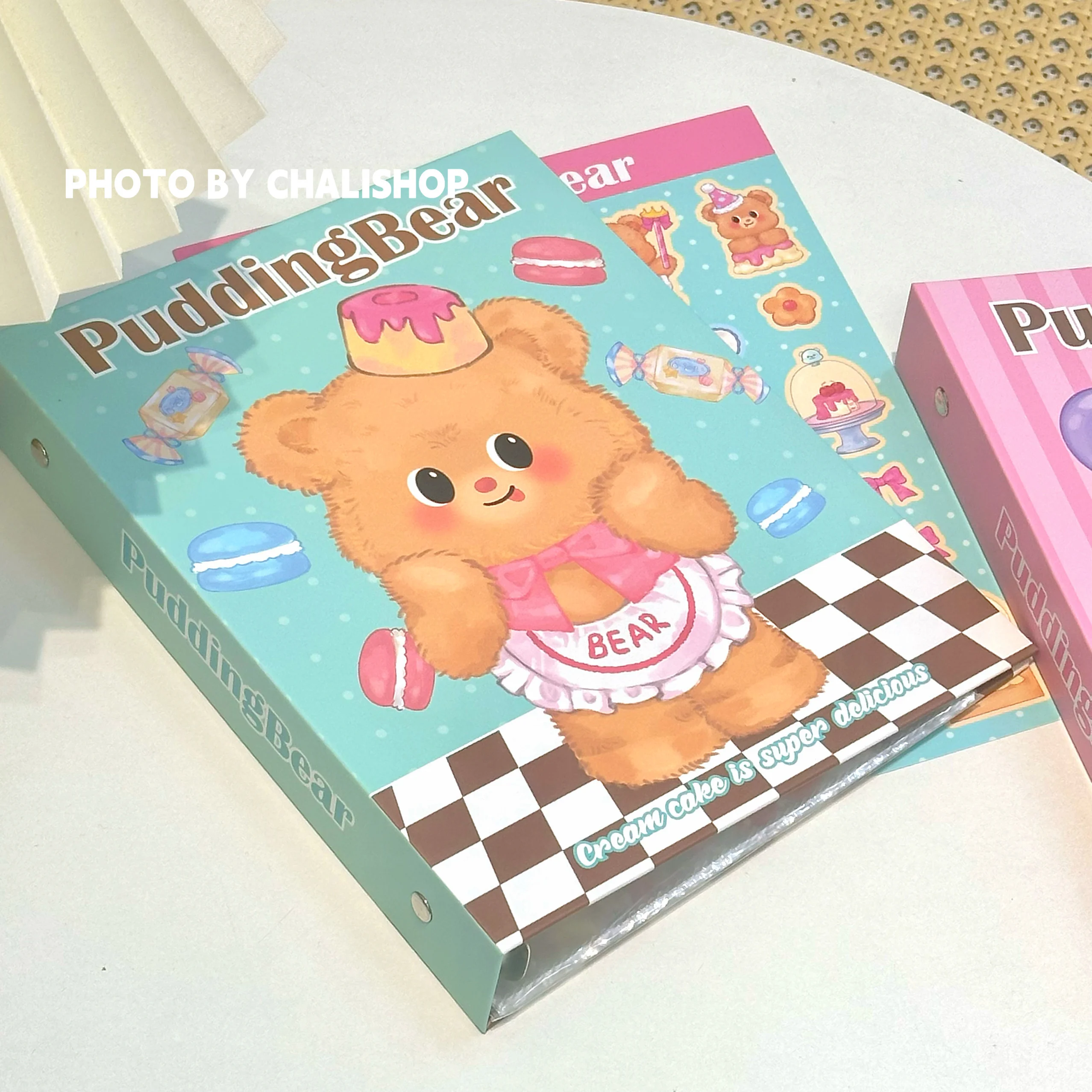 Pudding Bear A5 4-Grid Photo Album Cute 3-Inch PhotoCard Binder for K-Pop Idols, Collectibles Korean Idol Photo Collect Book