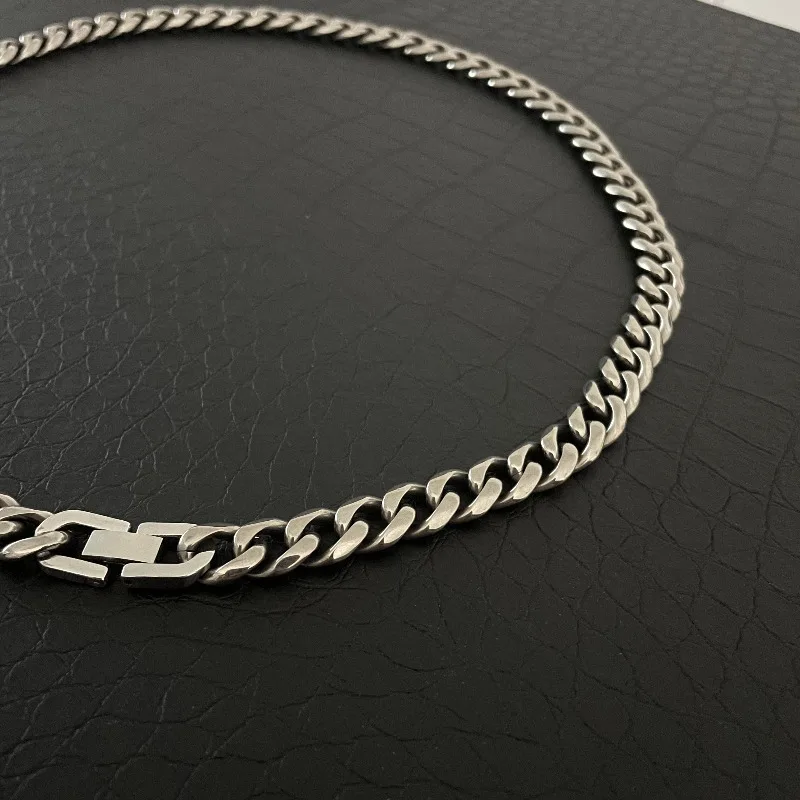 New Pure Titanium Necklace with 10.5mm Ground Six Sided Cuban Chain, Lightweight and Anti Allergic 23.6-inch Trendy Hip-hop