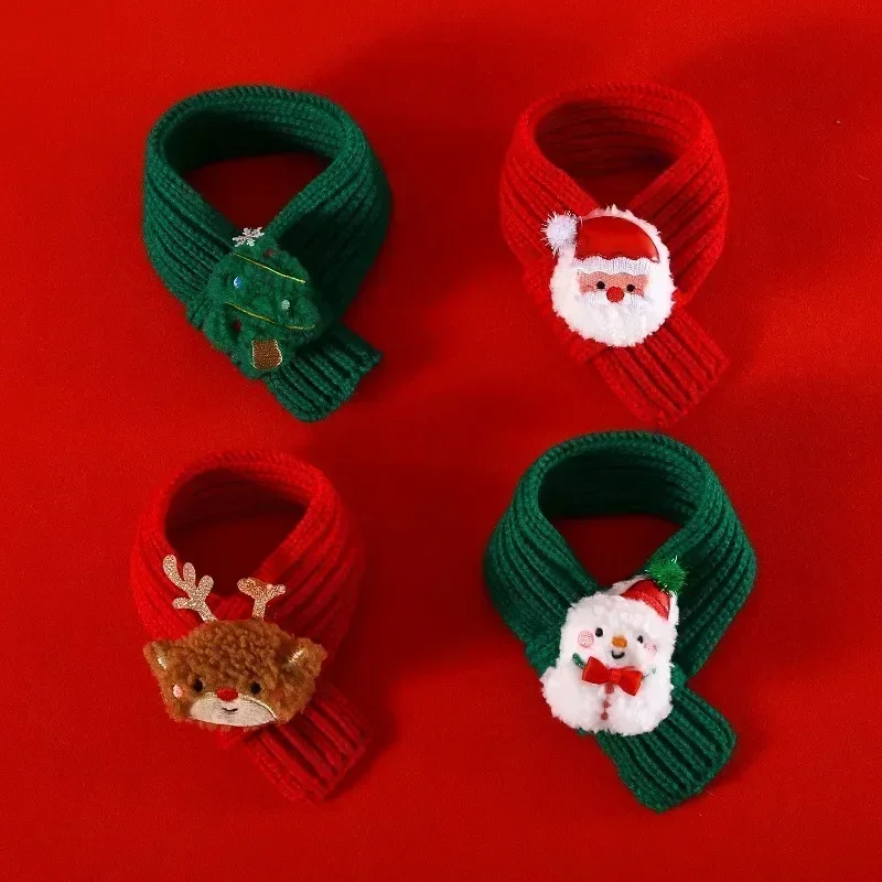 Pets Christmas Scarf Hat Warm Knitted Costume Cat and Dog Cartoon Elk Snowman Knitted Comfortable Scarf Pet Dress Up Supplies