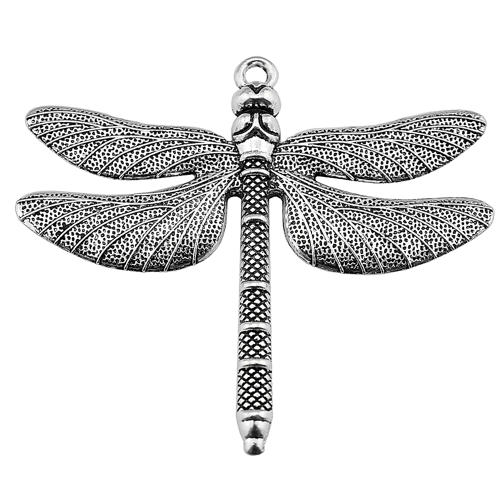 WYSIWYG 2pcs 63x71mm Large Dragonfly Charm Pendants For Jewelry Making Antique Silver Color Dragonfly Pendants Charm Dragonfly