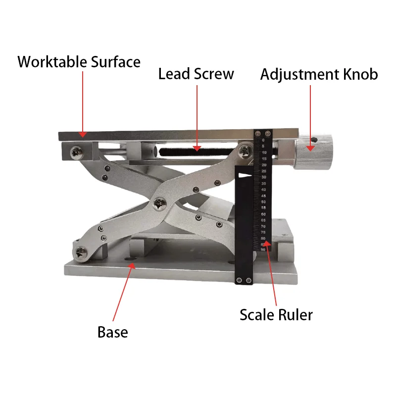 Z-axis large travel lift table manual scissor-type large load platform optical precision fine-tuning translation stage