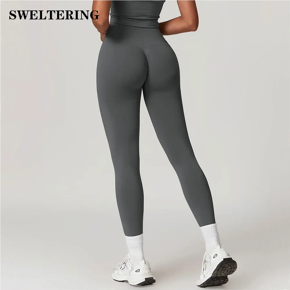 Seamless Women Yoga Leggings Hips Lifting Gym Leggings Sport Pants High Waist Fitness Leggings Bubble Butt Workout Running Pants