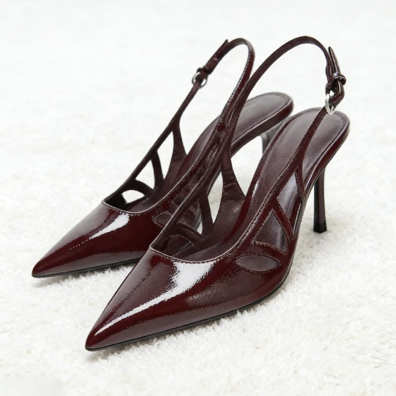 

Сексуальные туфли-лодочки с острым носком, женские сандалии из лакированной кожи, элегантная офисная женская обувь, модная обувь для банкета и вечеринки, женские таконы