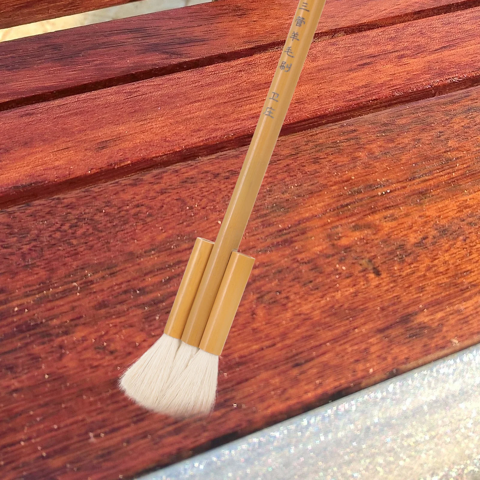 

Bamboo Handle Wool Paint Brush Flat Handle Durable Craft Paint Brush for Watercolor Drawing Wall Painting Travel Watercolor