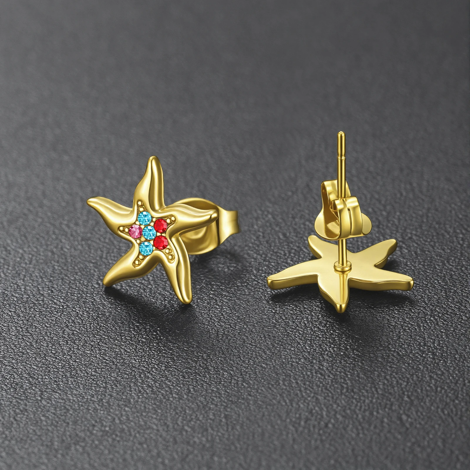 Eueavan 3D-Ohrringe mit Strasssteinen in Form von Seesternen, im Ozean-Stil, mit aufgesetzten Kristallen, Schmuck aus Edelstahl für Damen, Geschenk, Großhandel. – Detail 5