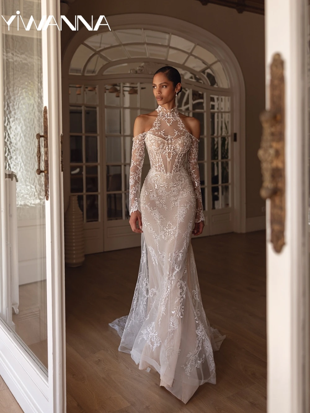 

Dreamy Ivory Lace Mermaid Long Wedding Dress Graceful Halter Off Shoulder Bridal Gown 2026 New Customized Dresses For Bride