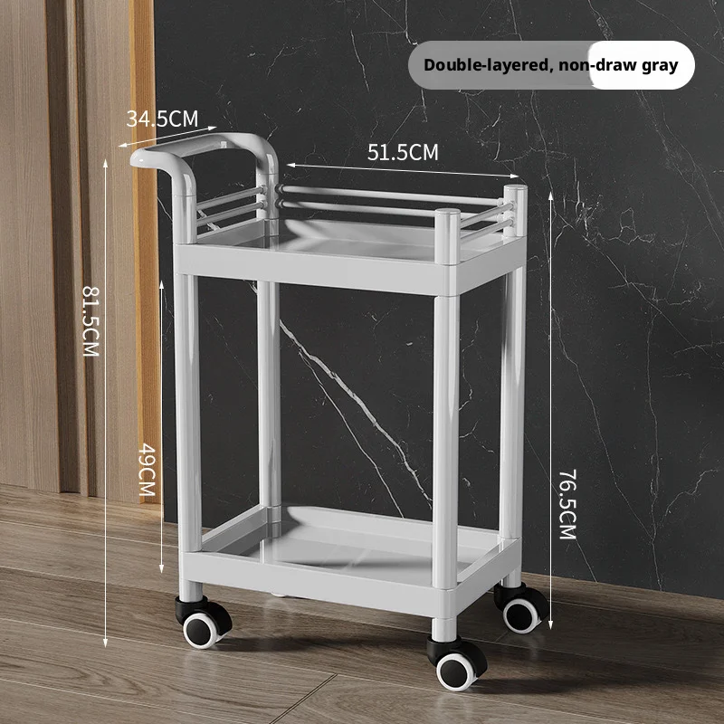 Plastic Multi Functional Mobile Trolley Cart Beauty Salon Hospital Instrument Storage Nursing Rolling Cart