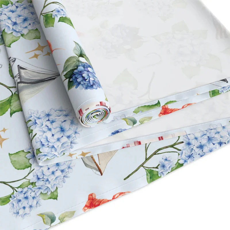 VIKAMA Chemin de table américain style Cape Cod, motif Hortensia Homard, pour cuisine, salle à manger, commode, décoration d'intérieur estivale