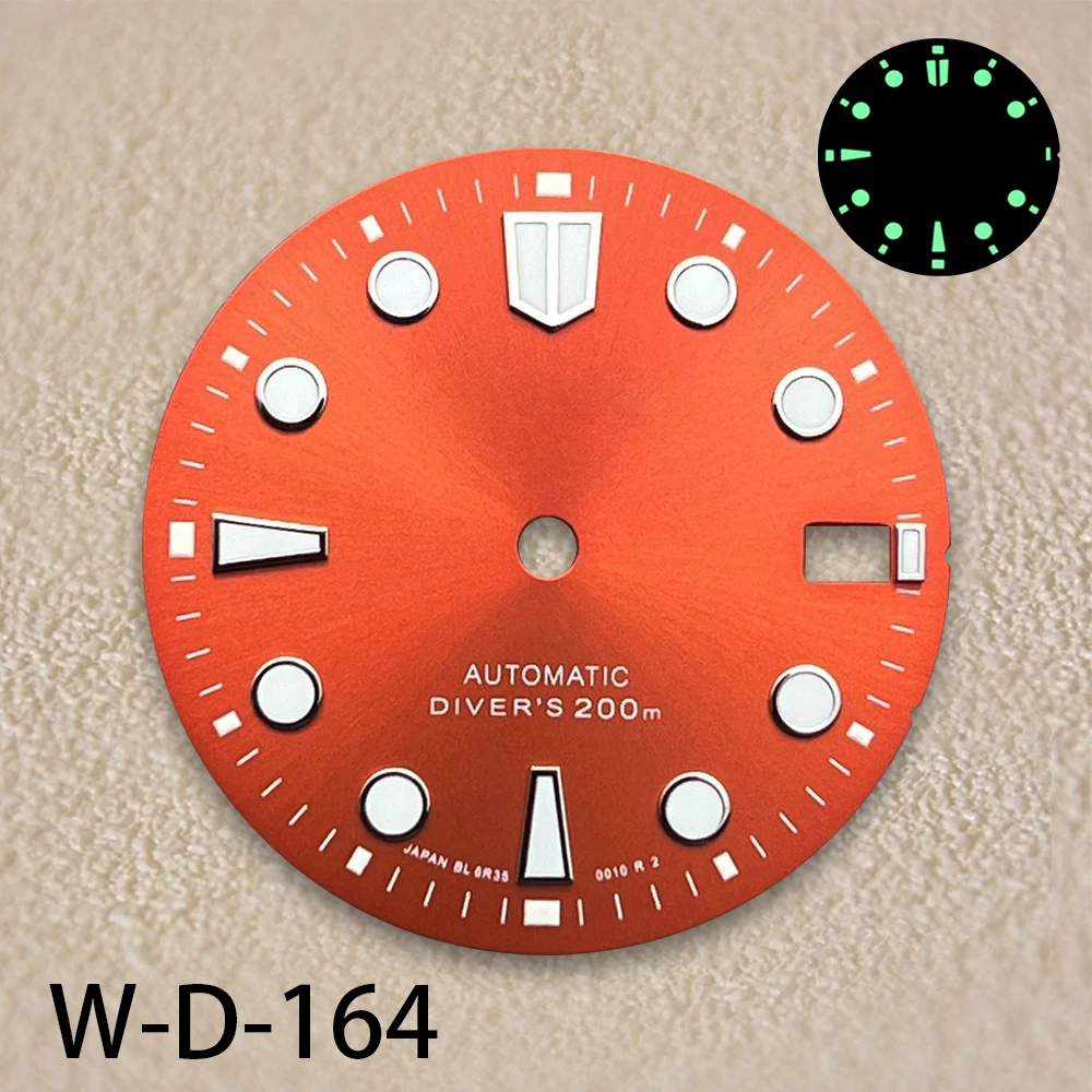 28.5mm S Logo NH35 Sunray Dial Suitable For NH35/NH36/4R/7S Movement High Quality NH35 Modificat Accessories C3 Green Luminous