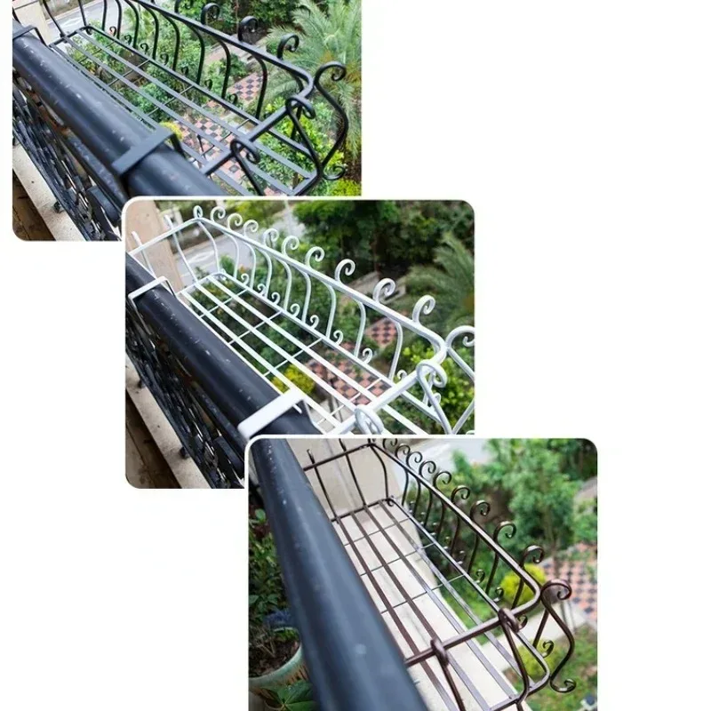 Iron Railing Flower Rack Balcony Succulent Hanging Plant Holder Wall Mounted Pot Organizer 80/150cm Plant Placement Rack JJ170