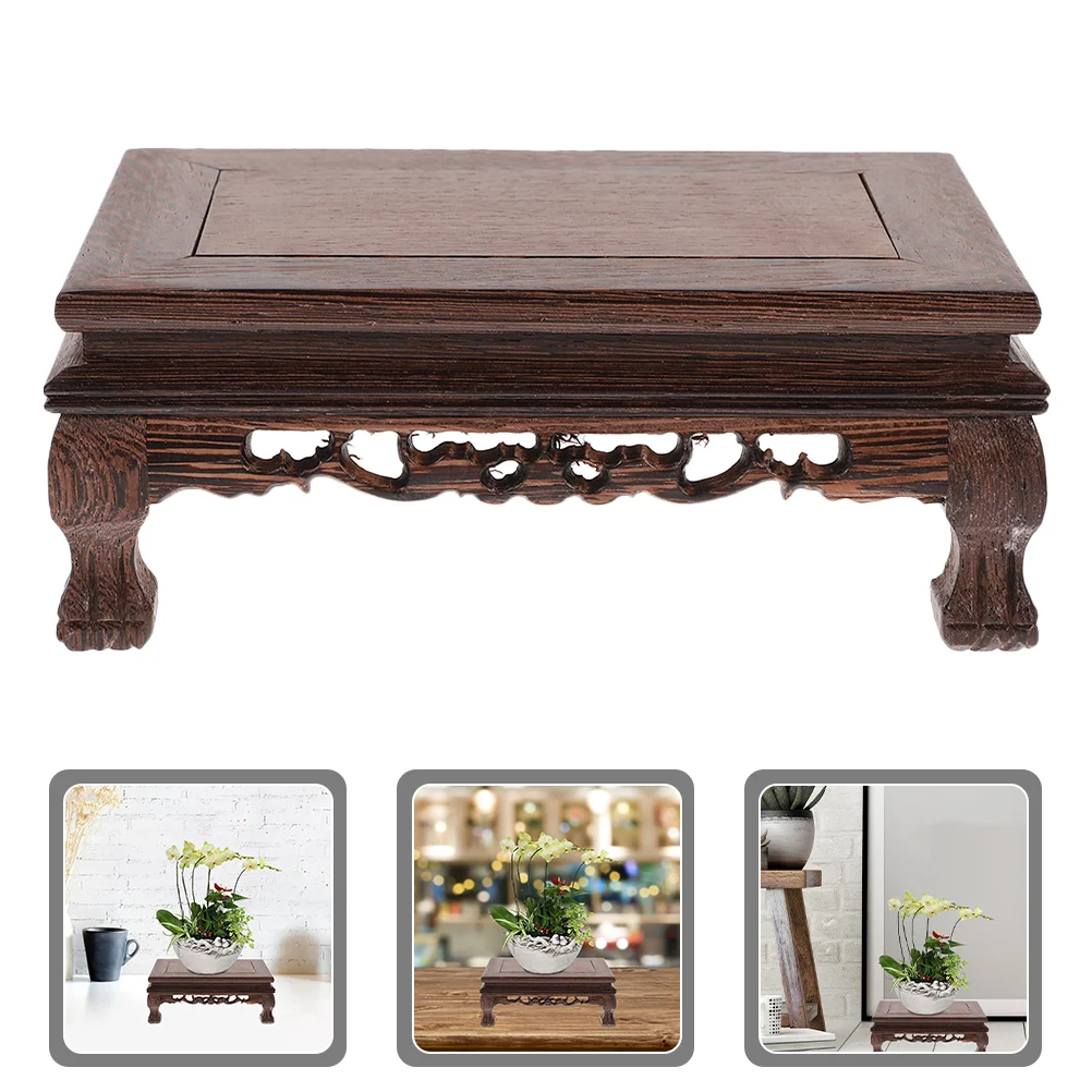 

Square Carving Display Stand Multi-use Display Stand Wooden Showcase Pedestal Household Craft Statue Pedestal Home Decor