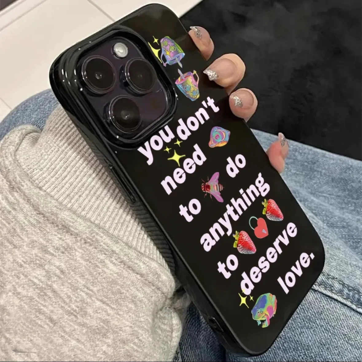 Ins Strawberry Letter Phone Case For iPhone 16 Pro Max 15 Pro 14 13 12 11 Pro X Xr Xs max Mini 7 8 Plus Lovely Y2K Phone Cases