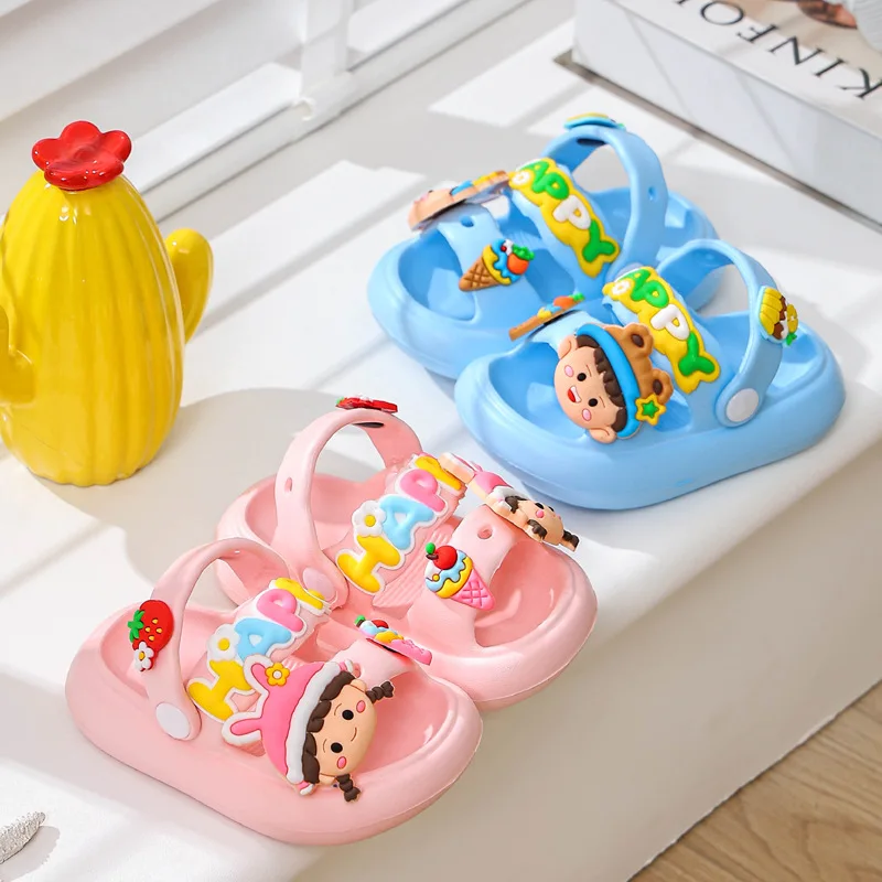 Children Summer Cartoon Sandals Kids Non-slip Baby Girls Cartoon Cute Rabbit Sandals Infantil Boys Soft Sole Garden Beach Shoes