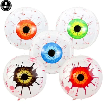 5pcs 22inch Halloween Inflatable Bloodshot Eyeballs Balloon Horror Party Halloween Balloons Halloween Party Balloons Decorations